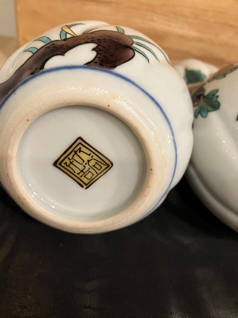 組徳利　古九谷花鳥　二代　徳田八十吉　桐箱