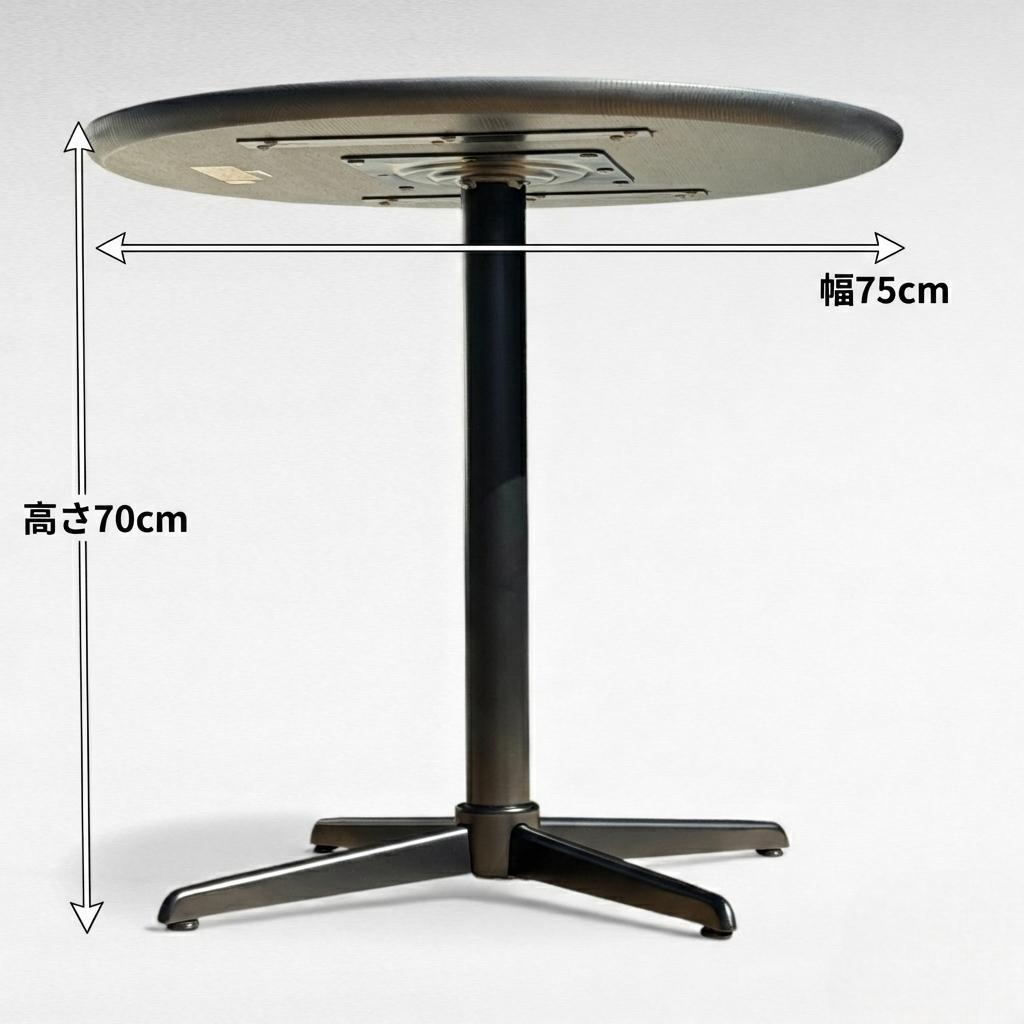 美品 ナガノインテリア レッドオーク材 DT629-3S 円形テーブル 幅75