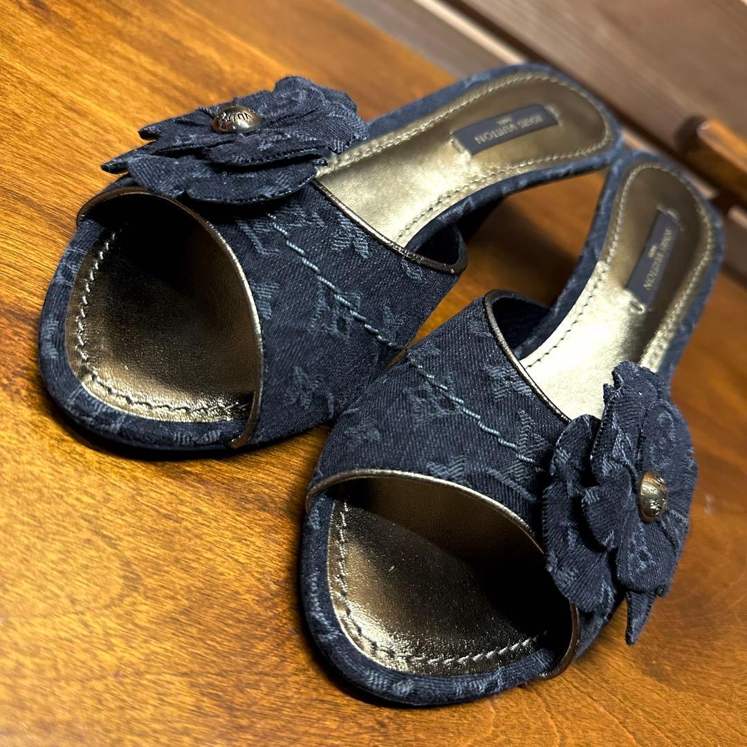 LOUIS VUITTON ヴィトン モノグラム フラワー ミュール 35