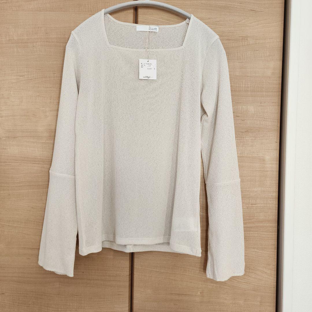 新品コラージュGALLARDAGALANTEシアーラメリブカットソーオフホワイト