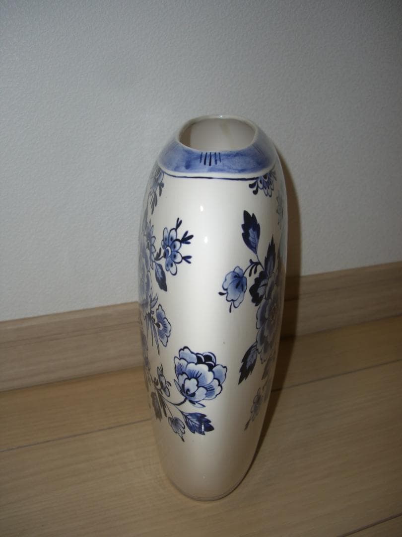 ★デルフト焼★ハンドペイント花瓶★花鳥風月★ブルー×ホワイト★