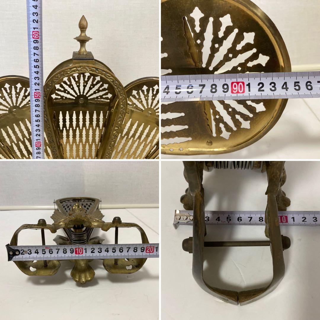 ファイヤースクリーン 暖炉 ストーブ 衝立 真鍮 金属 レトロ ヴィンテージ