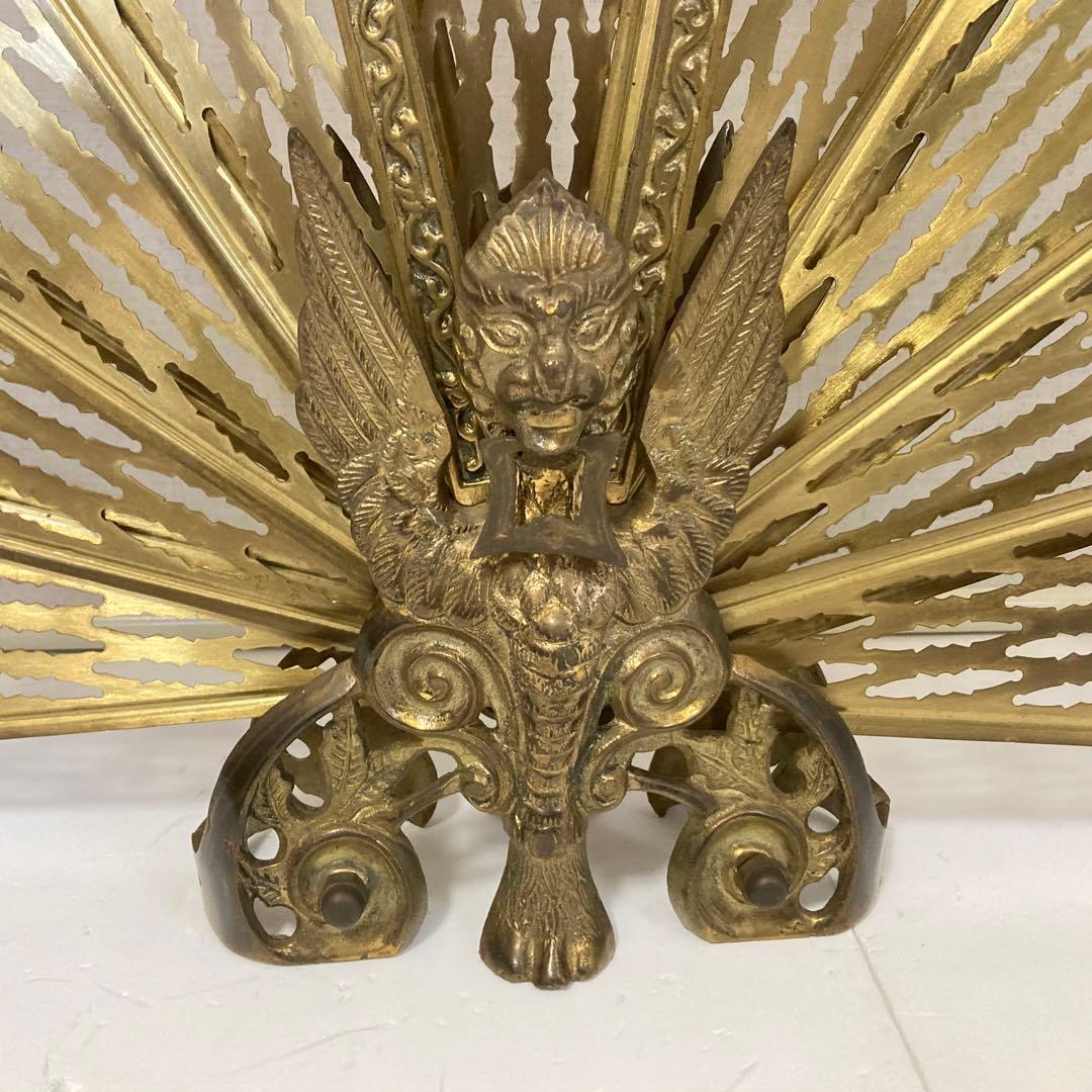 ファイヤースクリーン 暖炉 ストーブ 衝立 真鍮 金属 レトロ ヴィンテージ