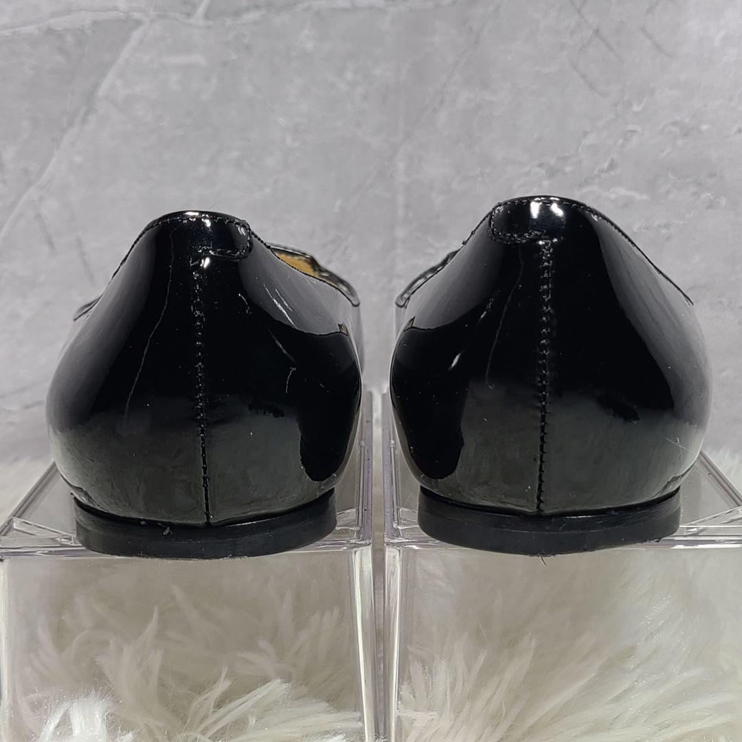 【JIMMY CHOO】Attila　アティラ　ブラックエナメルフラットシューズ