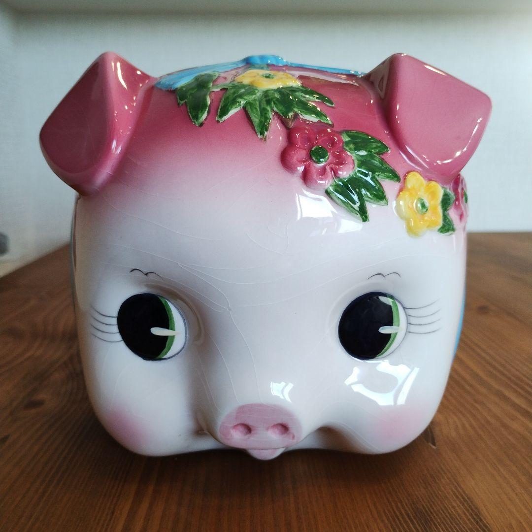 豚の貯金箱 大きいサイズ Piggy bank ピギーバンク 陶器 希少 レア
