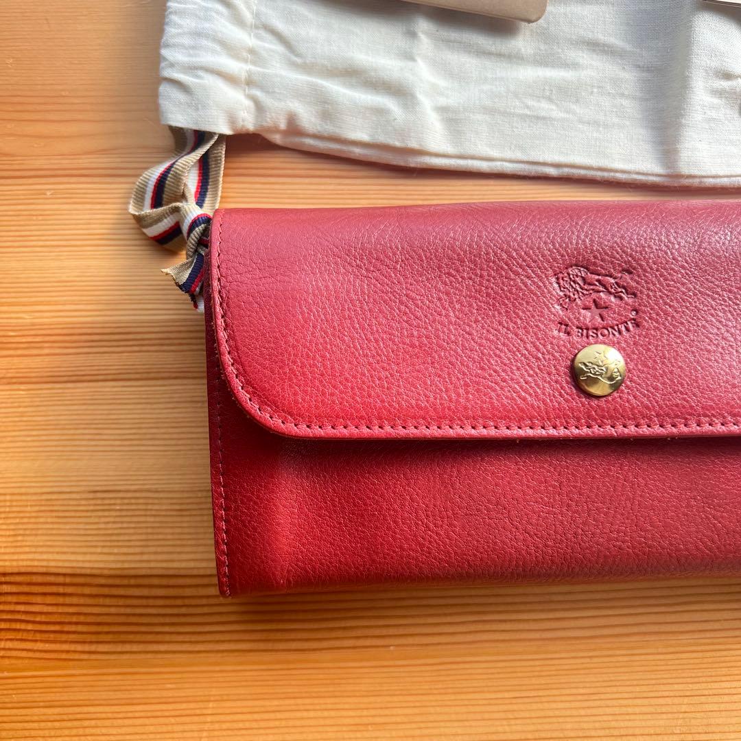 未使用級 イルビゾンテ 大容量 長財布 スナップボタンロングウォレット レッド