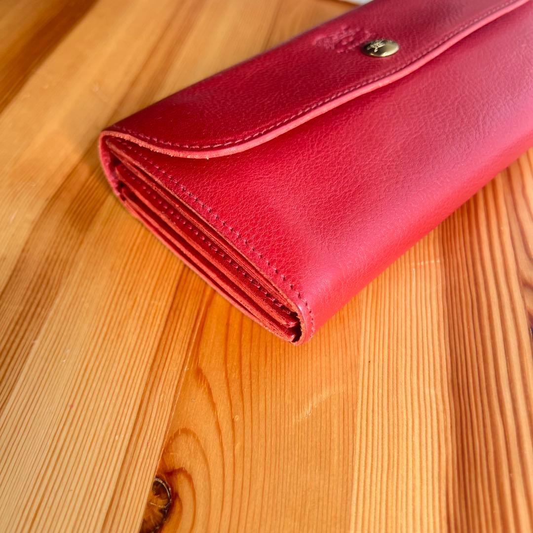 未使用級 イルビゾンテ 大容量 長財布 スナップボタンロングウォレット レッド