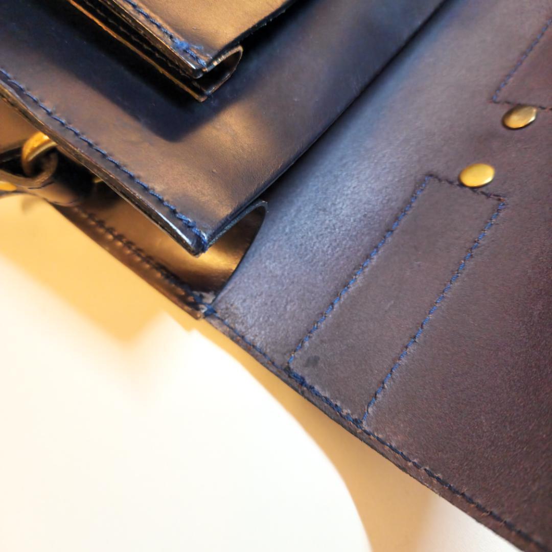 【値下げ】GLEN ネイビー 13インチサイズ、サッチェルバッグ