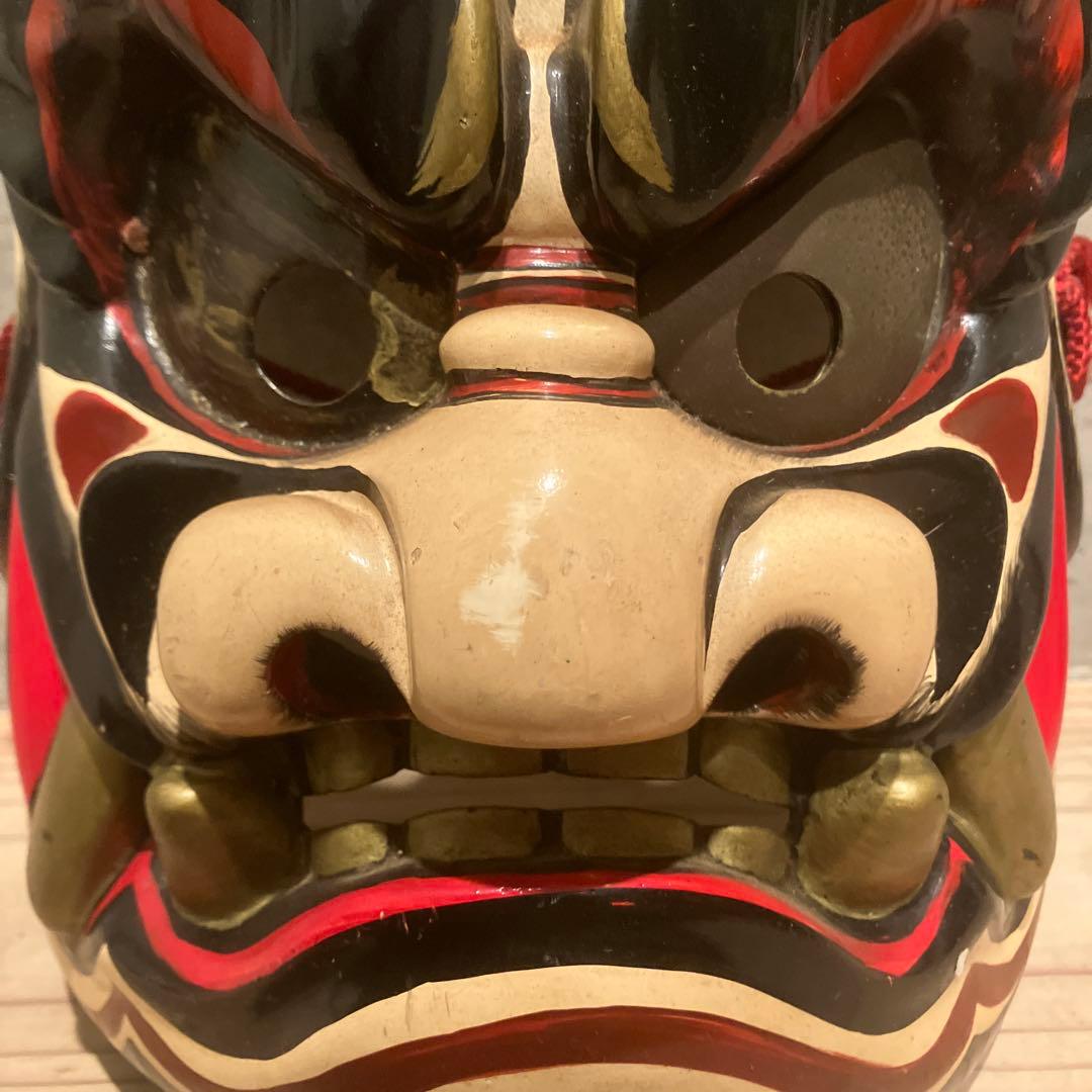 備中神楽面　田邊聖祐　建御名方命　鬼面　木彫　能面　狂言　お面　伝統芸能