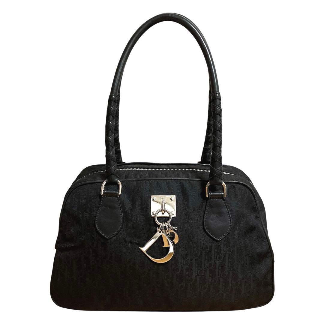 クリスチャン ディオール トロッター柄 ミニボストン型 ショルダーバッグ 美品