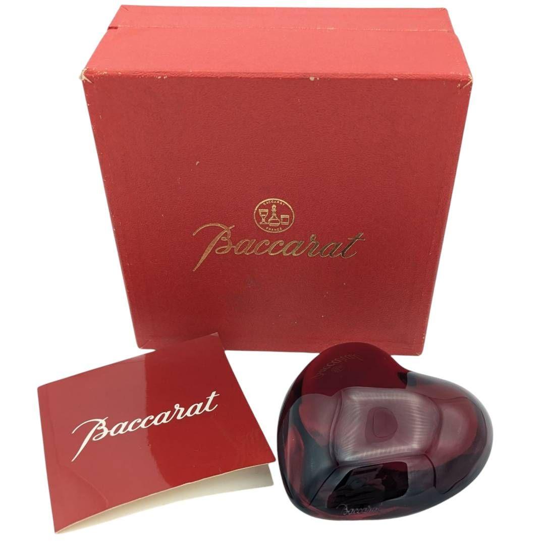 Baccarat バカラ クリスタル ハート ペーパーウェイト レッド