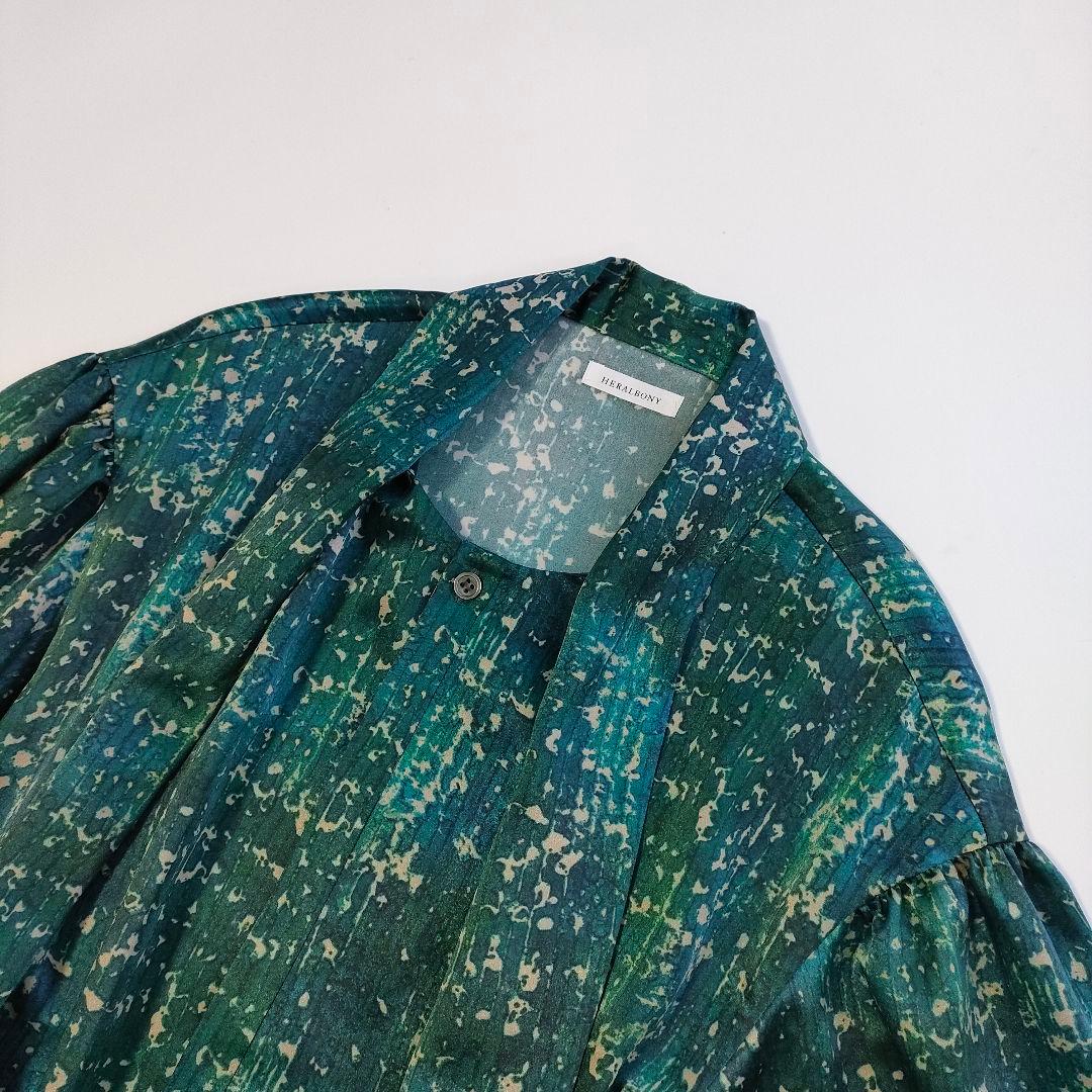 極美品　25AW HERALBONY「こもれび」サテンボウタイシャツ　日本製