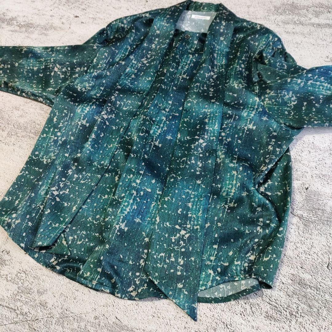 極美品　25AW HERALBONY「こもれび」サテンボウタイシャツ　日本製