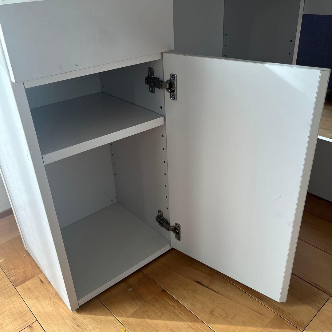 a*i様 L字型　白×グレー　木製パソコンデスク