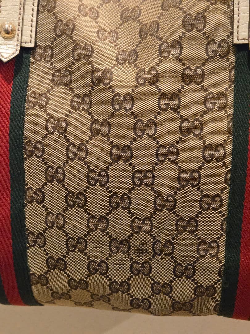 GUCCI GGキャンバス　シェリーライン　トートバッグ　ホワイト