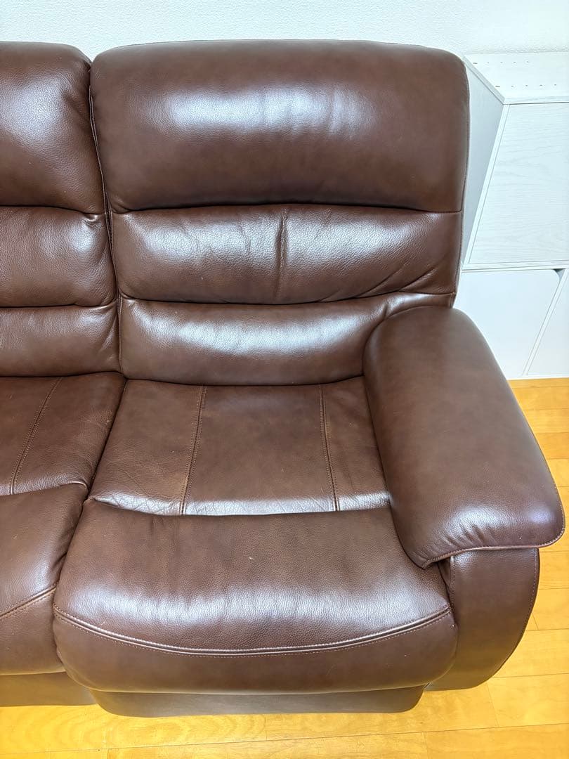 ブラウン 3人掛けリクライニングソファ