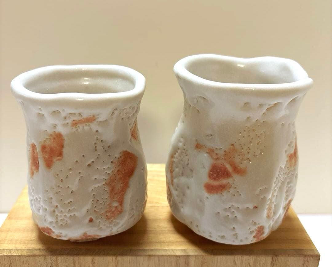 小林武春　白志野　湯呑茶碗　美濃焼　夫婦湯呑茶碗　箱蓋なし　未使用