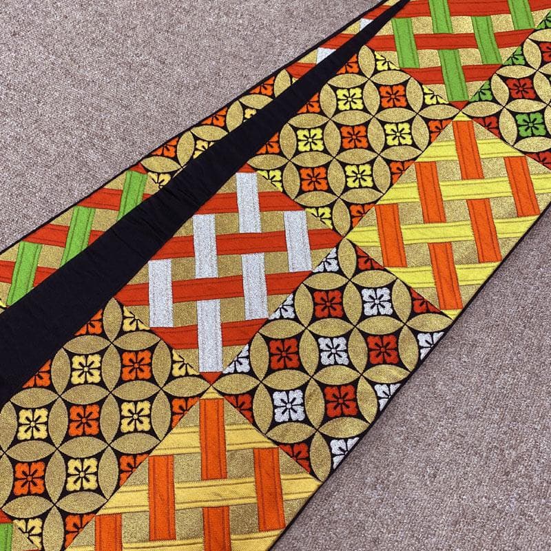 512ag39◎七五三 七歳 女児 アンティーク着物&袋帯 レトロ 総柄 白◎