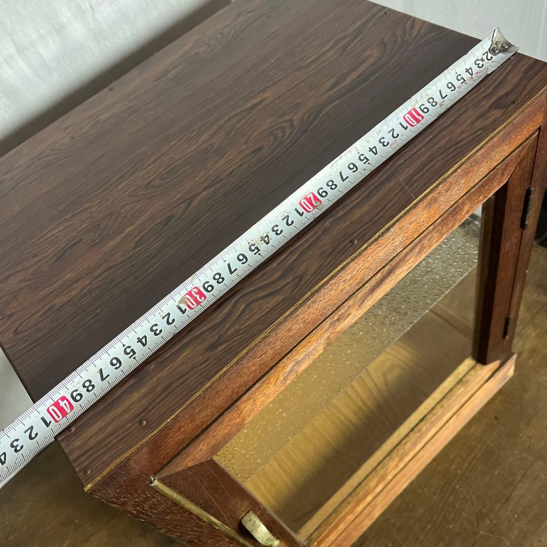 古道具ビンテージ品◾️木製フレーム×3面ガラス ディスプレイケース 飾り棚