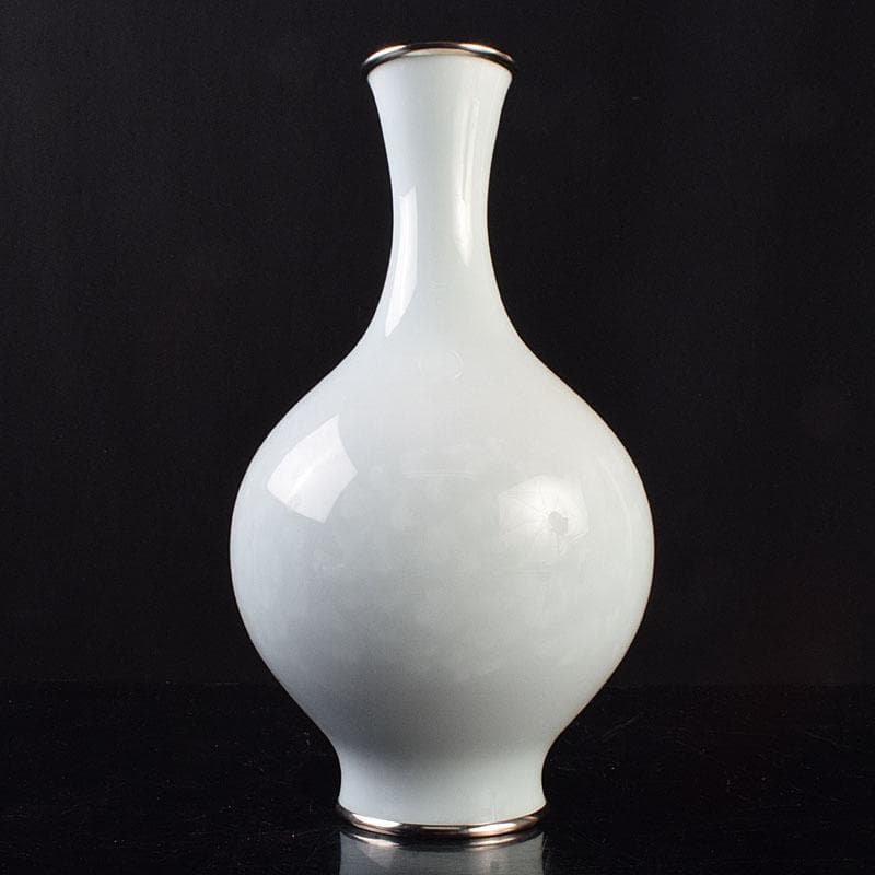 Gojyo　七宝焼　安藤七宝店造　青玉釉唐草文花瓶　共箱　D　R9181H