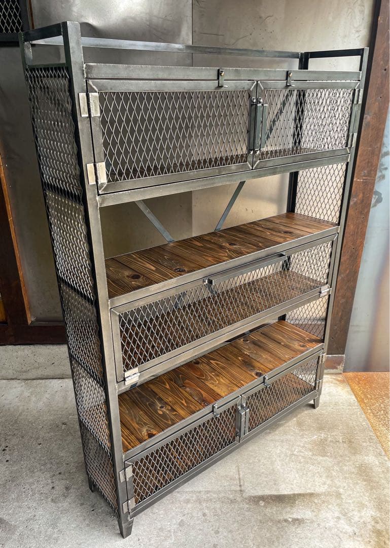 アイアンシェルフB［ワイド］ アイアン家具　キャビネット　コレクションケース