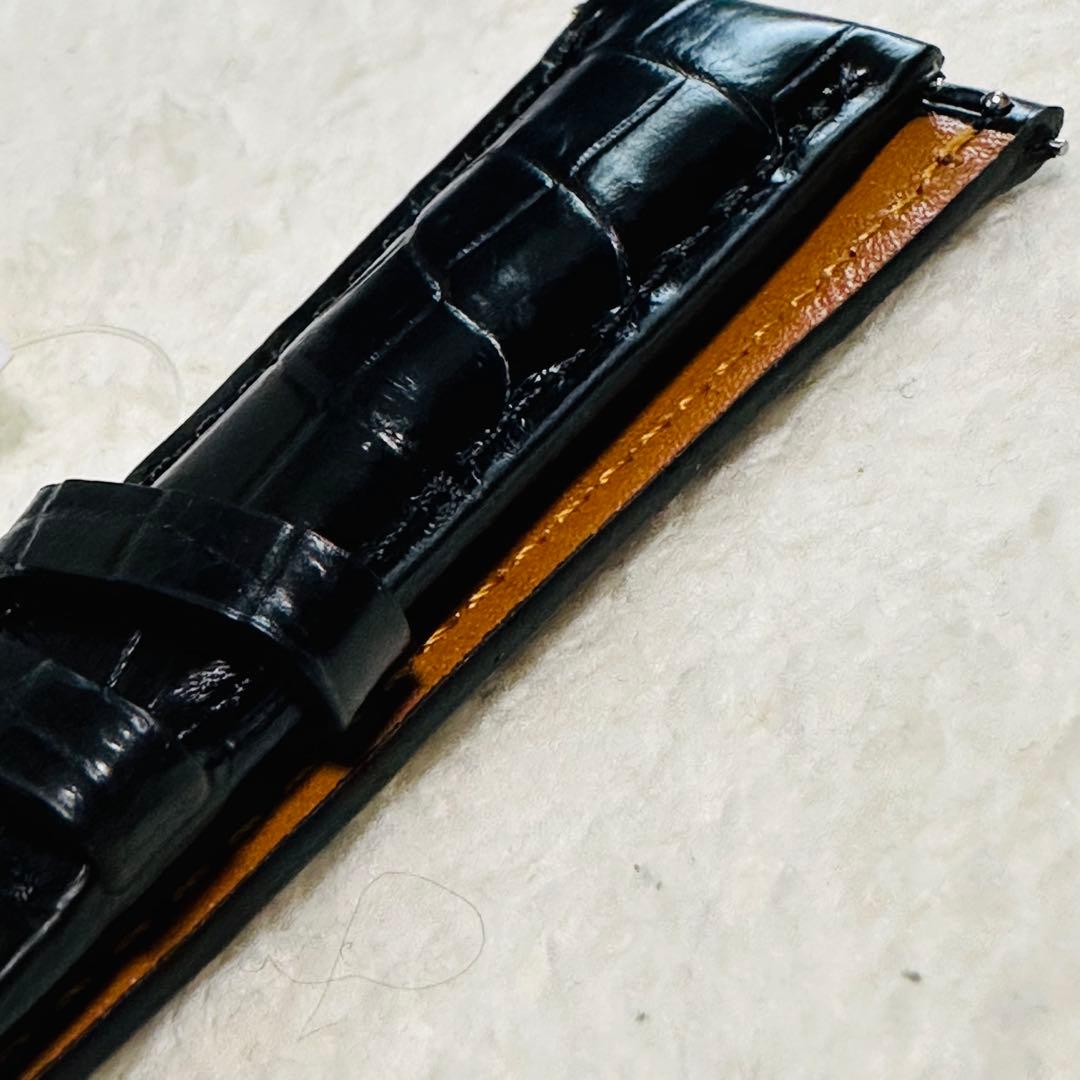 3005#20mm-18mmブラック★本物クロコダイルベルト★スイス製