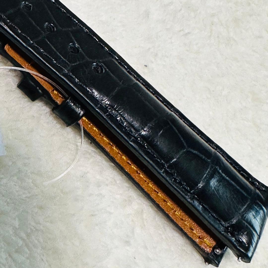 3005#20mm-18mmブラック★本物クロコダイルベルト★スイス製