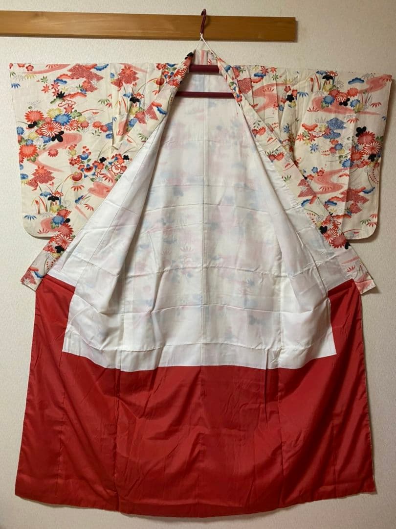 No.72正絹七五三子供着物アンティーク着丈102.5センチ裄丈49センチ