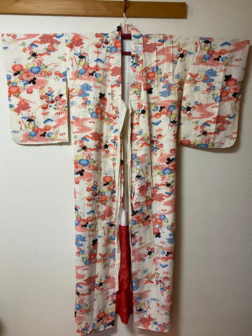 No.72正絹七五三子供着物アンティーク着丈102.5センチ裄丈49センチ