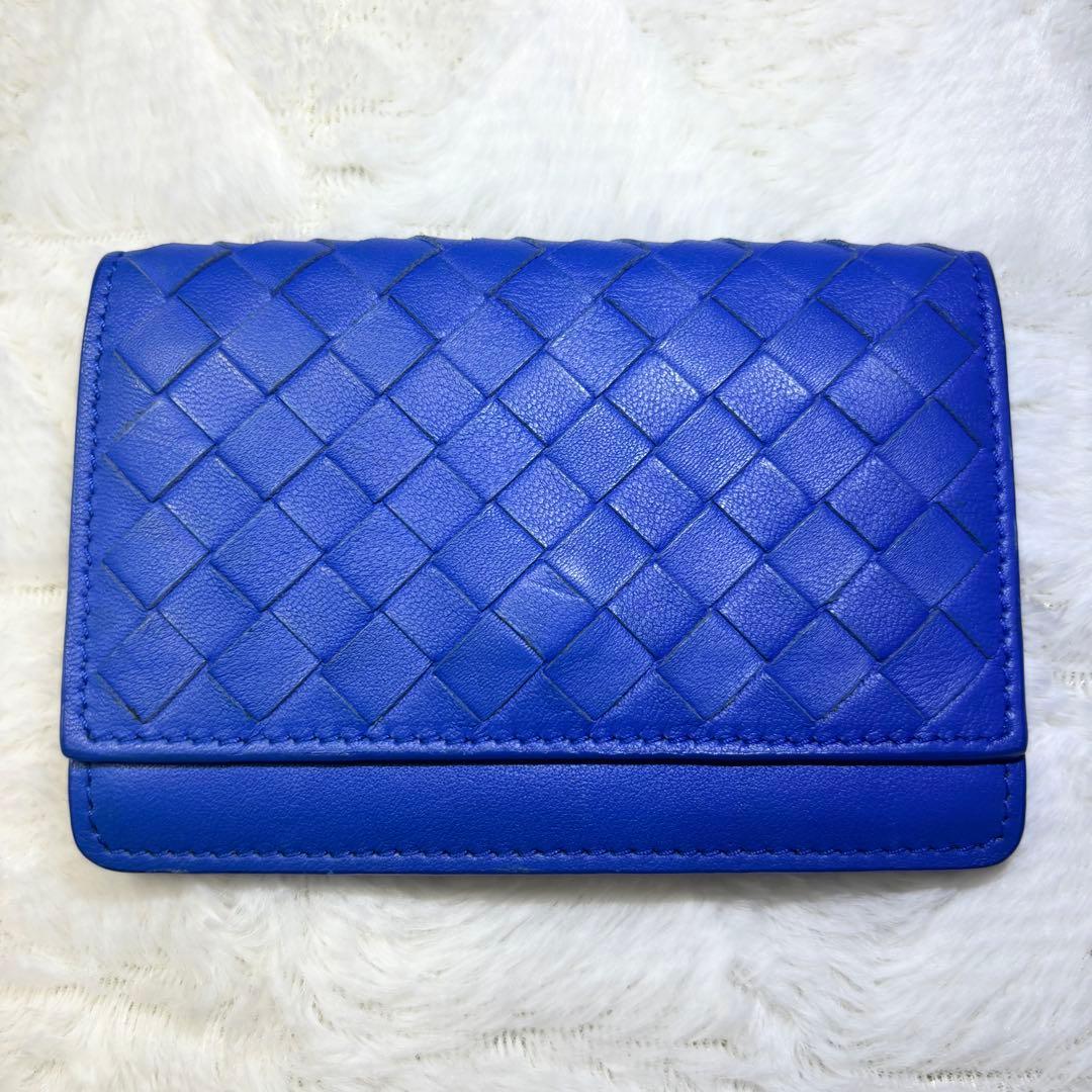【レア✨】BOTTEGA VENETA イントレチャート 名刺入れ ブルー 青