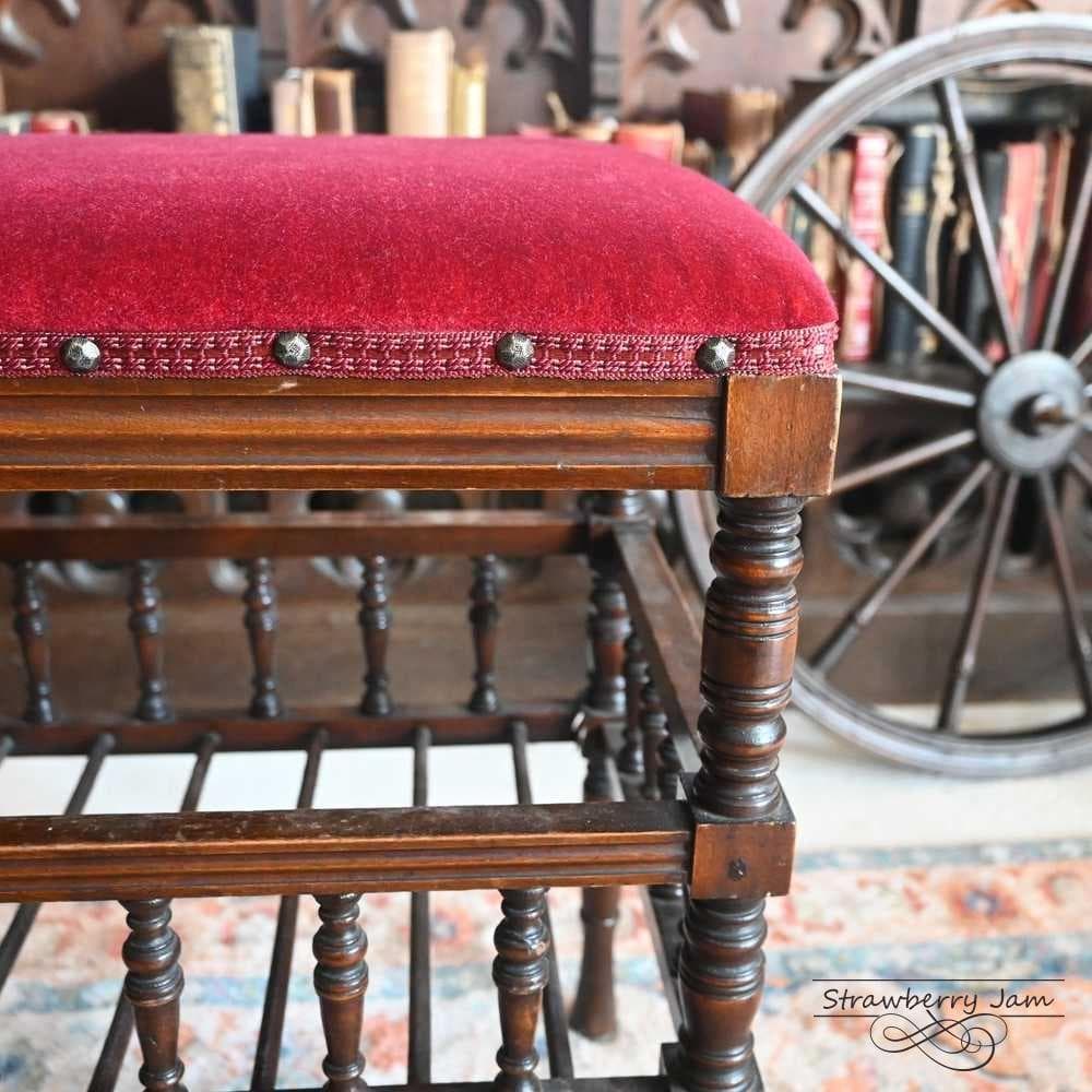 L3705-17 英国アンティーク スツール ピアノスツール 収納スツール