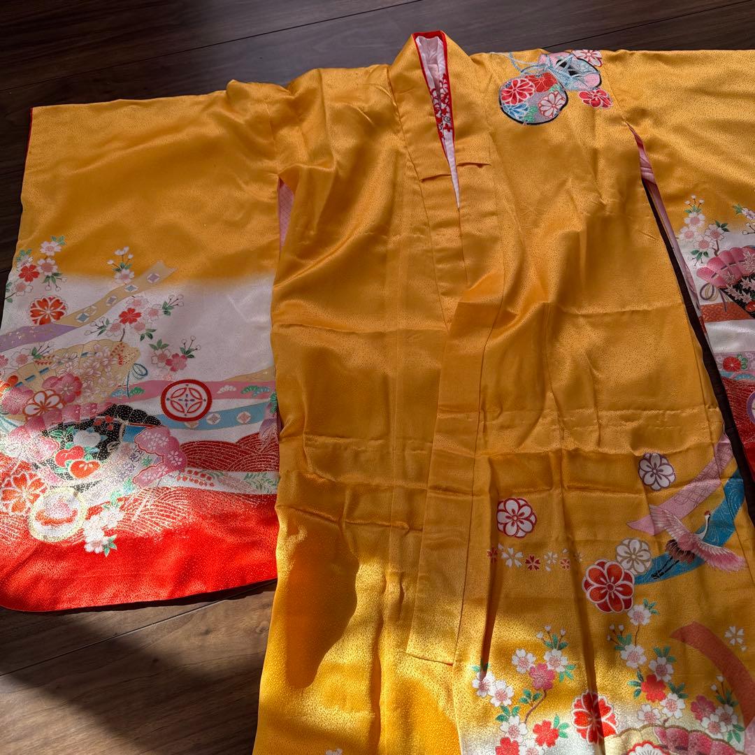 七五三　七歳　フルセット　山吹色　アンティーク