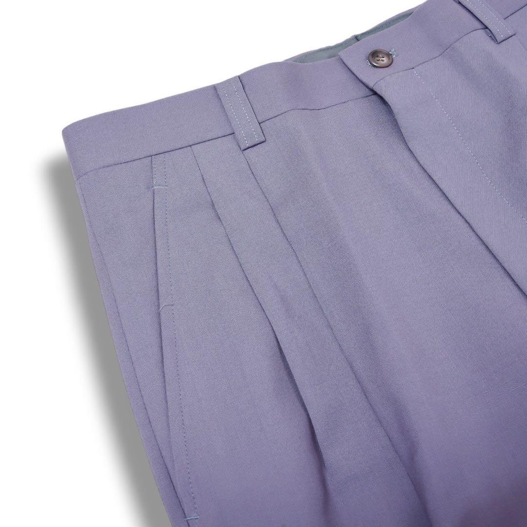 ヴィンテージ パープル カラー 薄紫色 ウール セットアップ スーツ 成人式