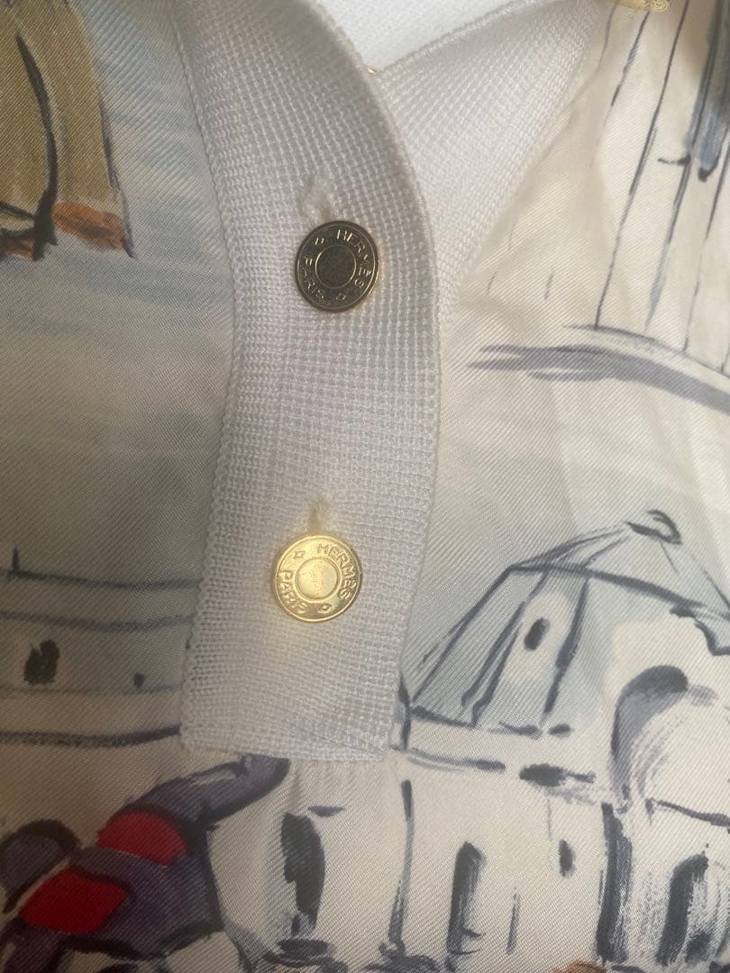 美品 エルメスHERMÈS シャンティイ CHANTILLY競馬場 シルクシャツ