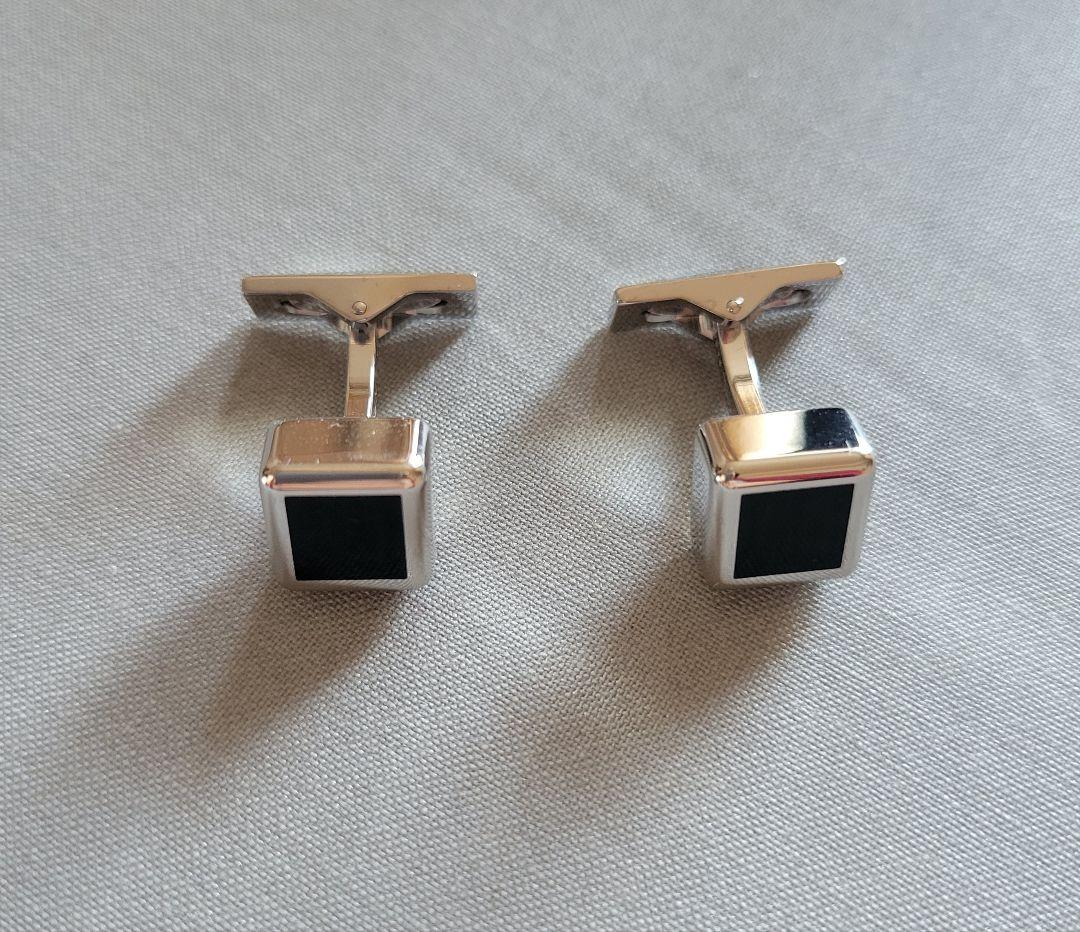 S.T. Dupont シルバー ブラック カフス カフリンクス