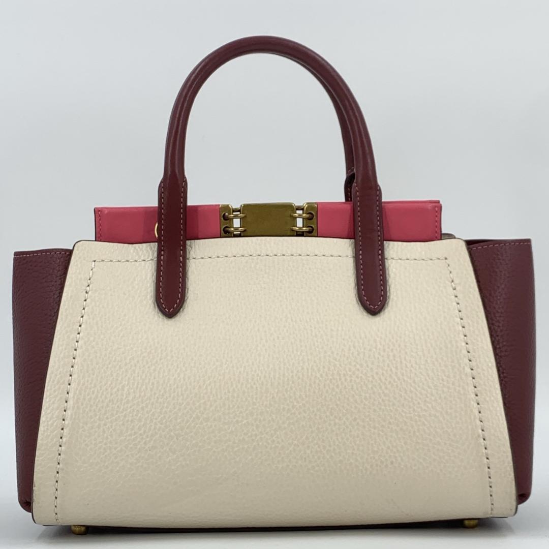 コーチ トループ キャリーオール 2way ハンドバッグ 本革 バイカラー