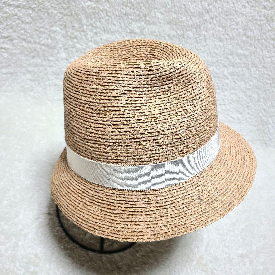 【人気】　ヘレンカミンスキー　ハット　中折れ帽　ラフィア　麦わら帽子　リーフ金具