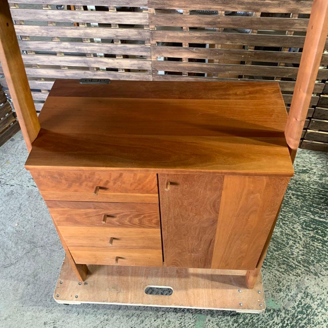 J677 福岡大川マルヨシ民芸家具 片開きシェルフキャビネット 壁面収納