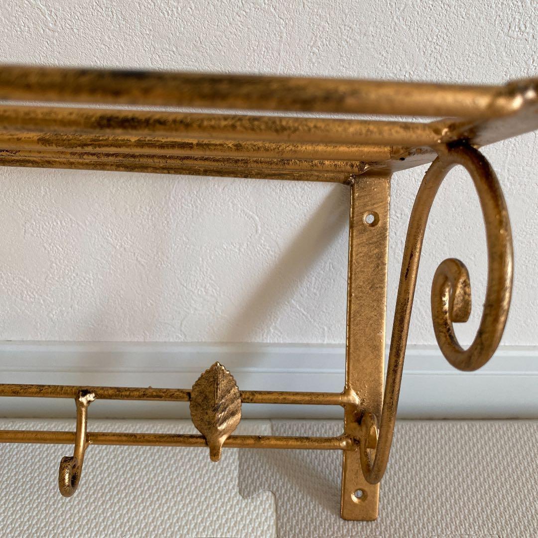 アイアン 棚 フック付き アンティークゴールド 新品未使用 シェラフ