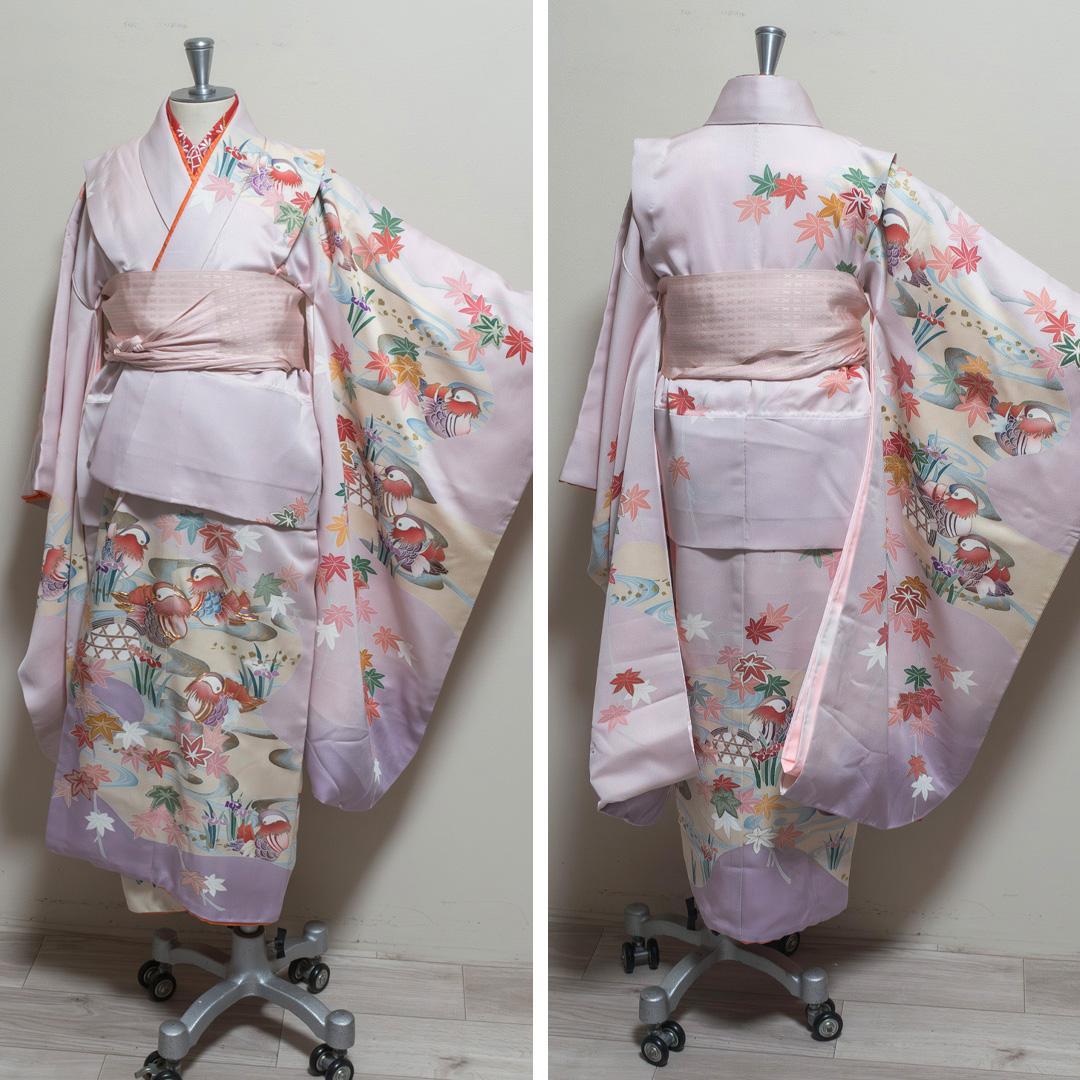 おもち【七五三7歳】正絹・晴着・薄紫グラデ×金駒刺繍 ・鴛鴦流水文様