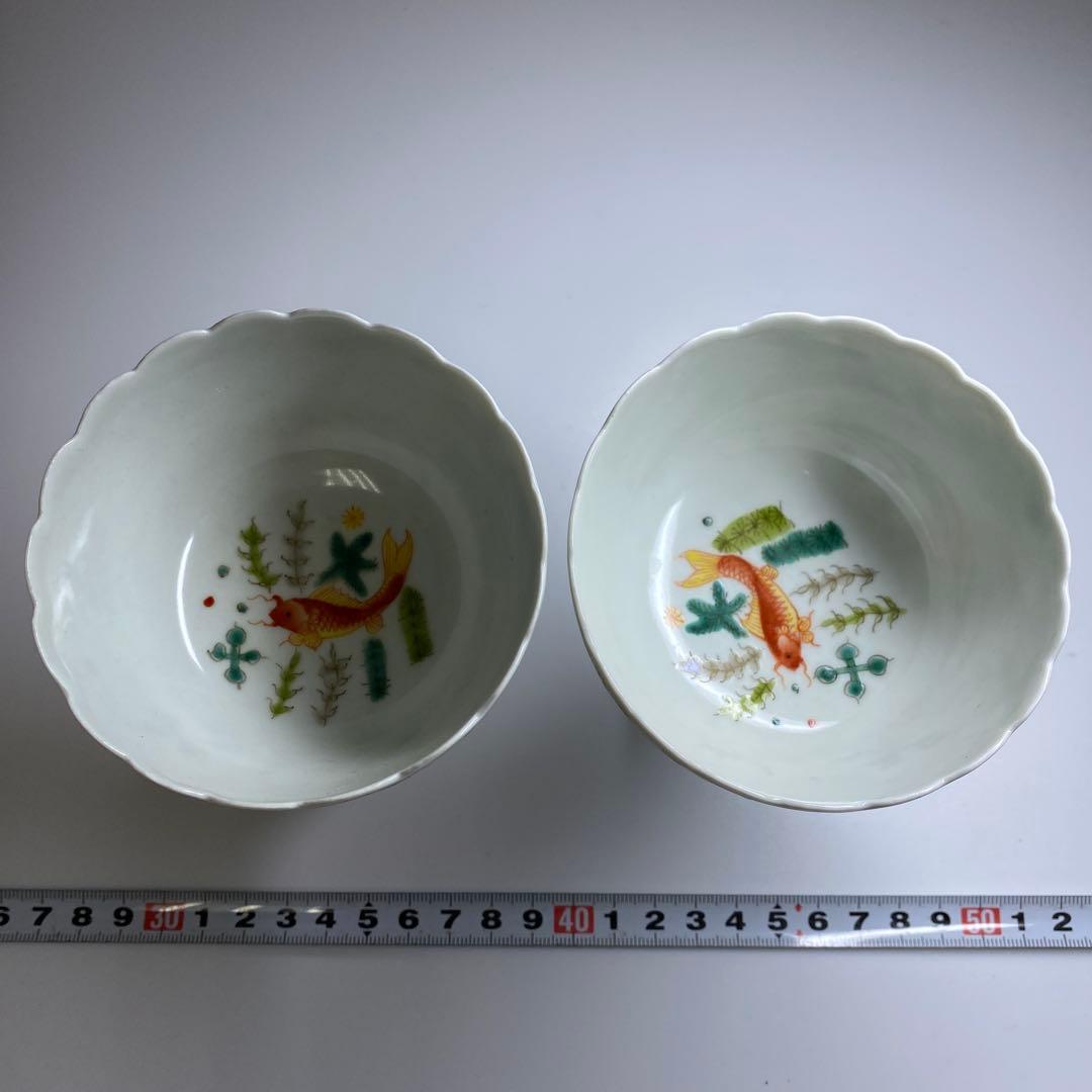 中国清時代　大明嘉靖年製　粉彩馬上杯2客　仕立箱付　東Y7-0303☆2Fトヒサ