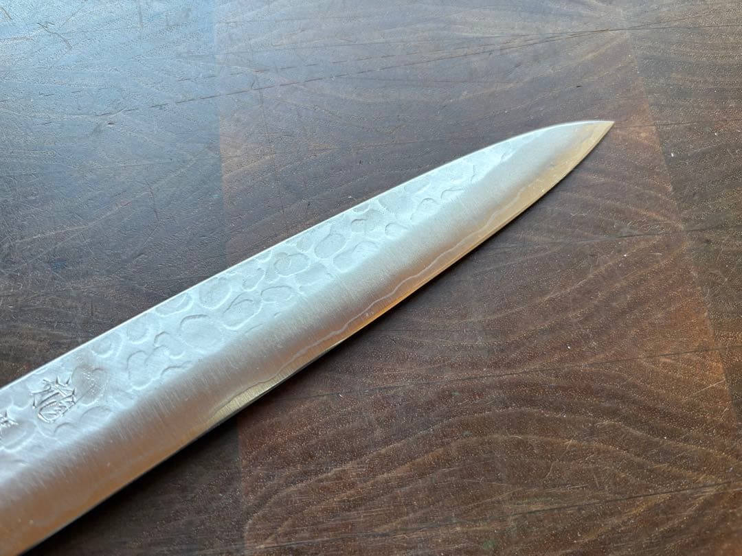 土佐打刃物　龍馬之剣心　銀三　筋引　210mm 包丁　槌目　ステンレス　両刃