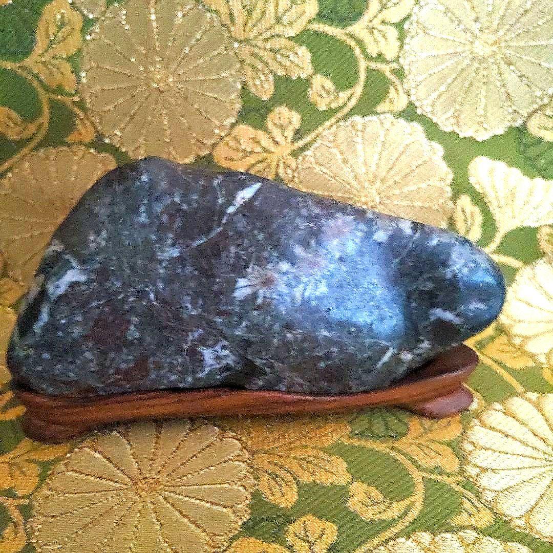 【最終価格】 根尾谷　菊花石　台座付　水石　　盆石　三連華