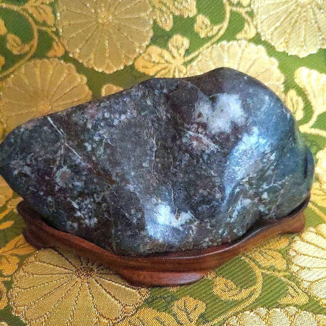 【最終価格】 根尾谷　菊花石　台座付　水石　　盆石　三連華