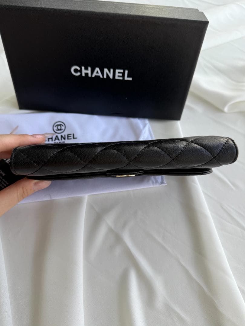 CHANEL ブラック レザー 長財布