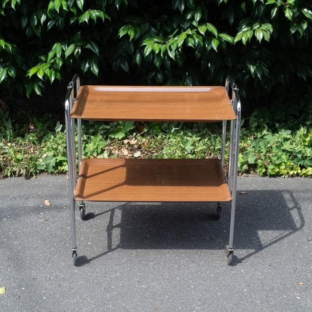 70s ドイツ ヴィンテージ フォールディングワゴン キッチンワゴン シェルフ