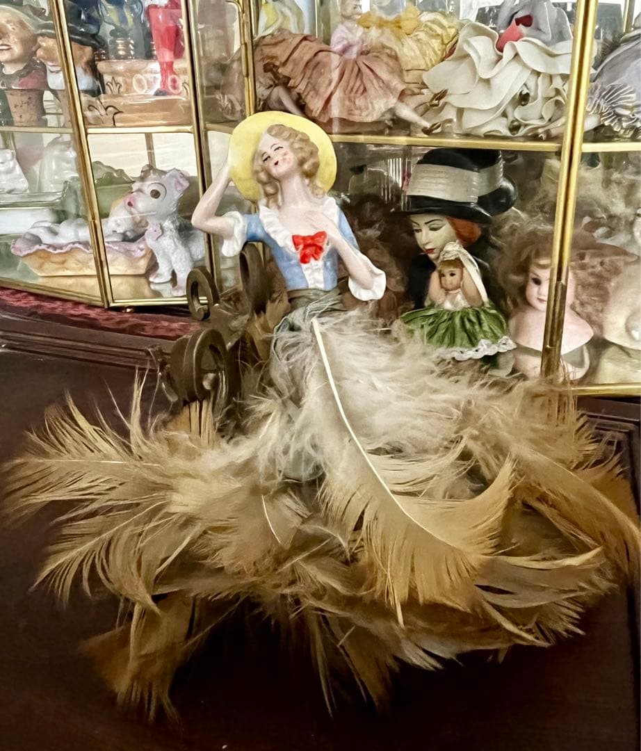 イギリス アンティーク ピンクッション ドール ハーフドール 羽