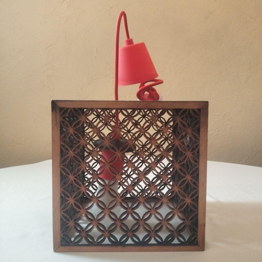 ビンテージ　アンティーク　和モダン　組木細工　照明　ランプ　ライト　インテリア