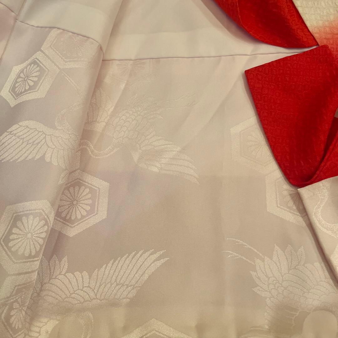 正絹　友禅調 晴れ着 朱赤 古典柄 絞り　七五三 お宮参り長襦袢セット