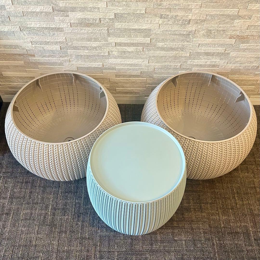 KETER ケター　ガーデンファニチャー ニット調　3点セット